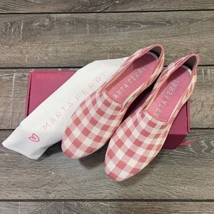 Rothy's Pink and White Gingham Flats Slip-On